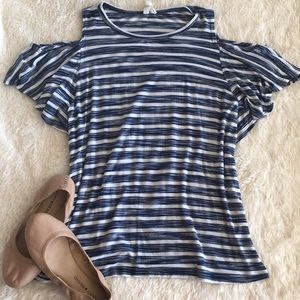 Striped Cold Shoulder Top